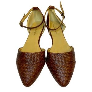 Cityclassified Brown Pointy Flat Shoes with Ankle Strap Women’s Size 9.